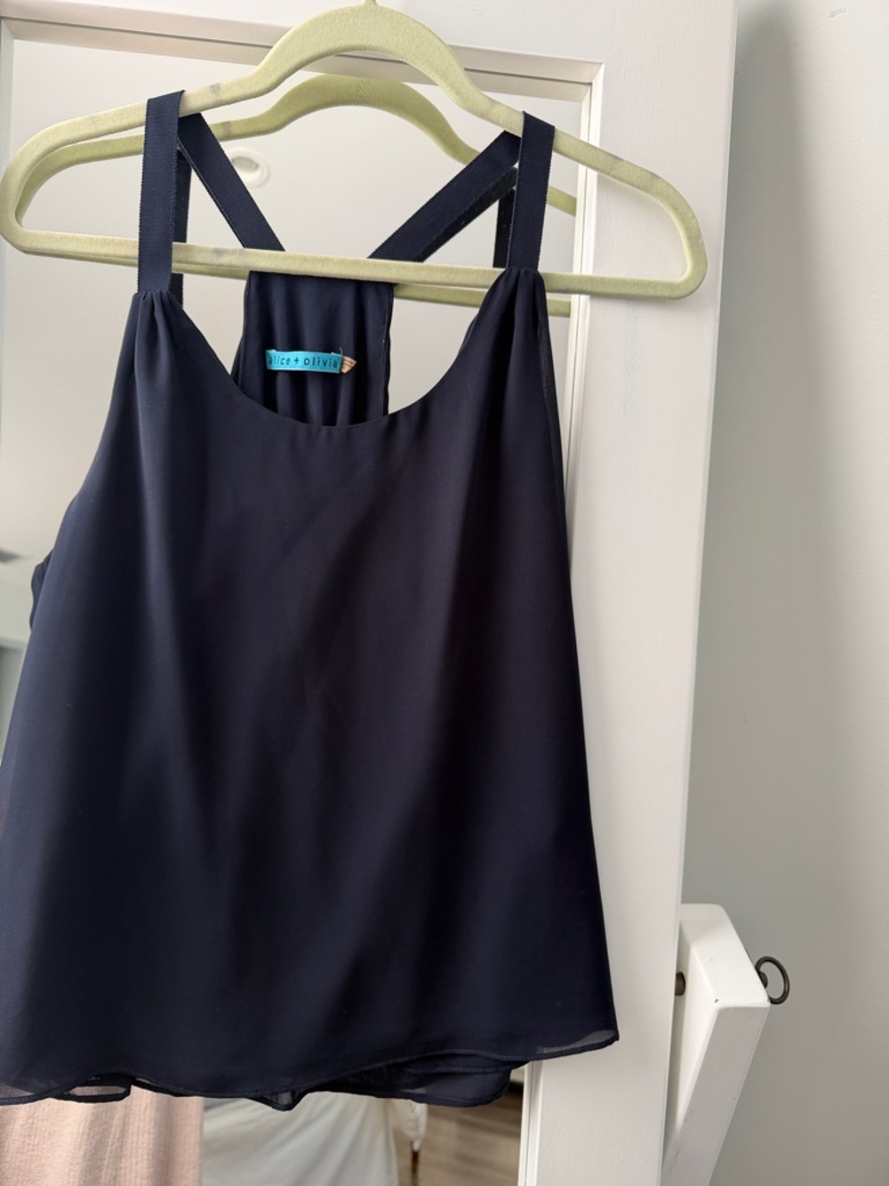 Alice + Olivia  Navy Double-Strap Crossback Camisole